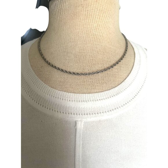 Silver Tone Stainless Steel Rope Chain Unisex 16” Simple Well Made Layer Look - Picture 5 of 7